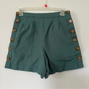 Kimchi Blue High Waist teal Green Shorts with Button Detail retro